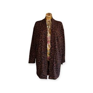 Sanctuary cardigan sweater brown black cheetah animal pattern medium